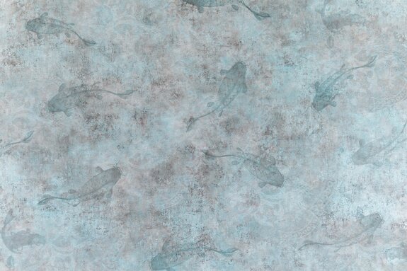 Grijsblauwe beton- en minimalistische vissilhouetten