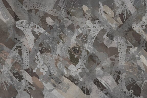 Abstract pattern with butterflies in shades of gray and brown modern design