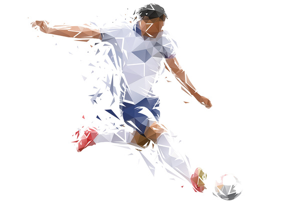 Voetbalspeler in abstracte stijl