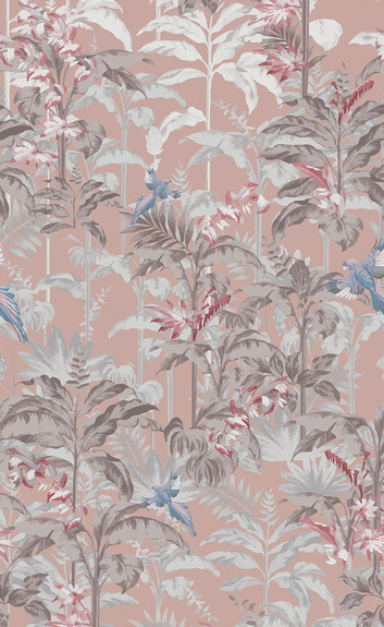 Exotische planten en blauwe vogels