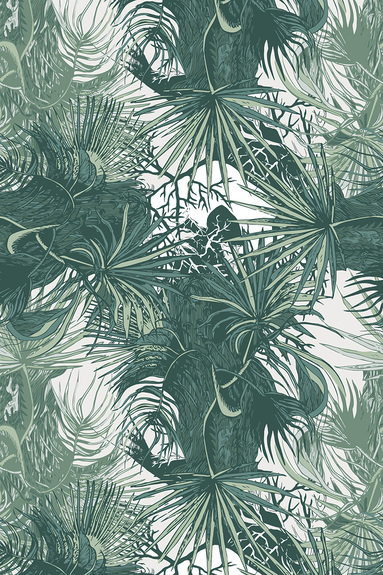 Dichte tropische vegetatie in groentinten