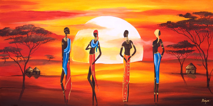 Afrikaanse vrouwen en de zonsondergang