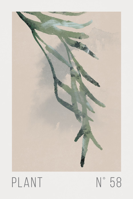 Botanische aquarel van een tak op een beige achtergrond