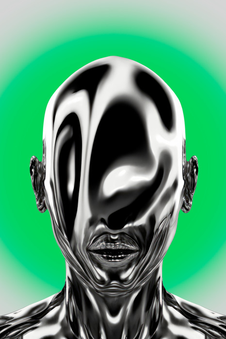 Metalen kop met een vloeibaar oppervlak