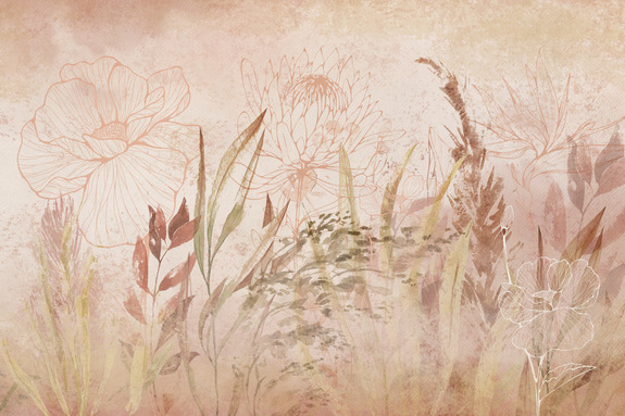 Delicate wilde planten in poederachtige tinten