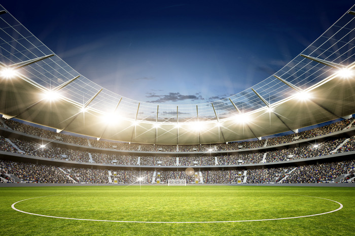 Het voetbalstadion in de schijnwerpers