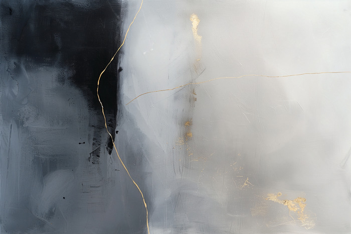 Moderne schilderkunst in tinten grijs en goud