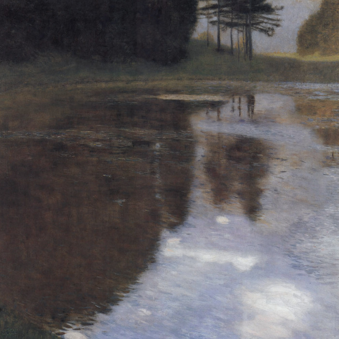 Aquarellandschap met bomen weerspiegeld in het water