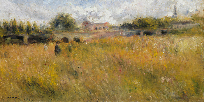 Impressionistisch panorama van de seine in een schilderachtig landschap