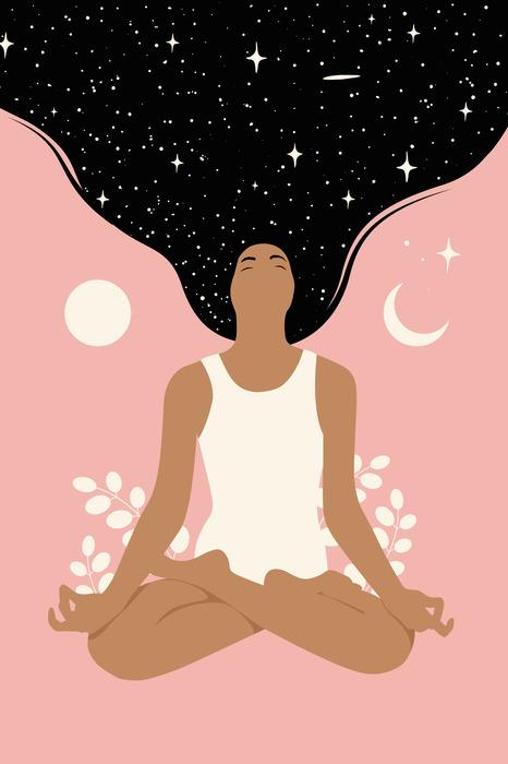 Illustratie van een vrouw met sterren in haar haar