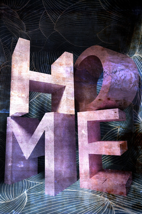 Het opschrift "huis" in geometrische stijl