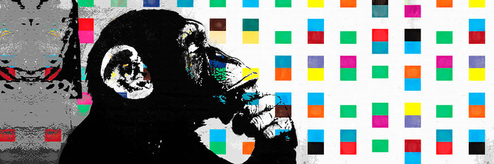 De denker aap reproductie door banksy