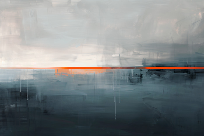 Abstract zeegezicht bij schemering