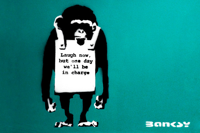 Banksy reproductie lach nu