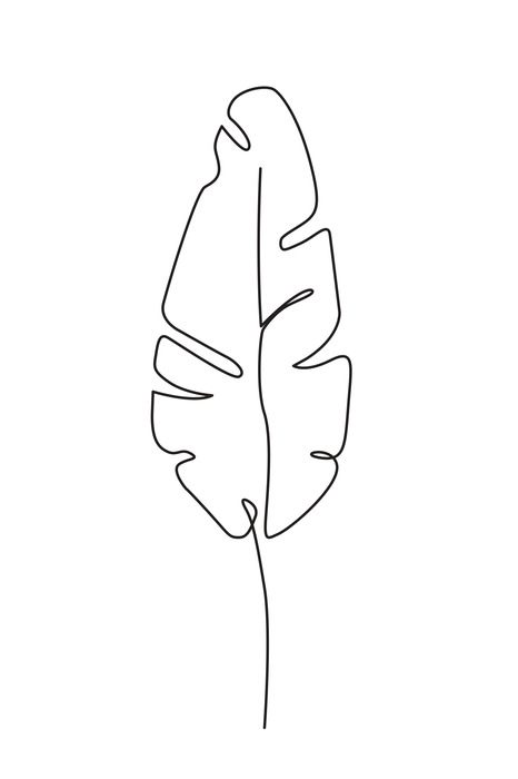 Delicaat blad in lijnkunststijl