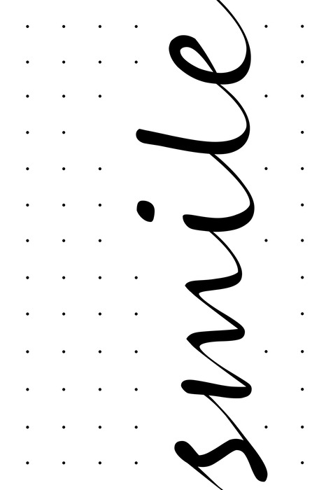 Zwart-wit opschrift glimlach