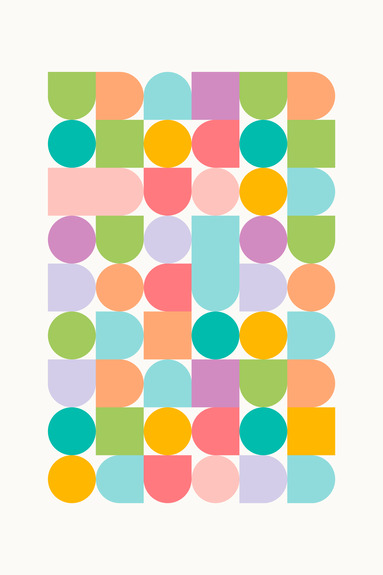 Pastel retro compositie van cirkels en vormen