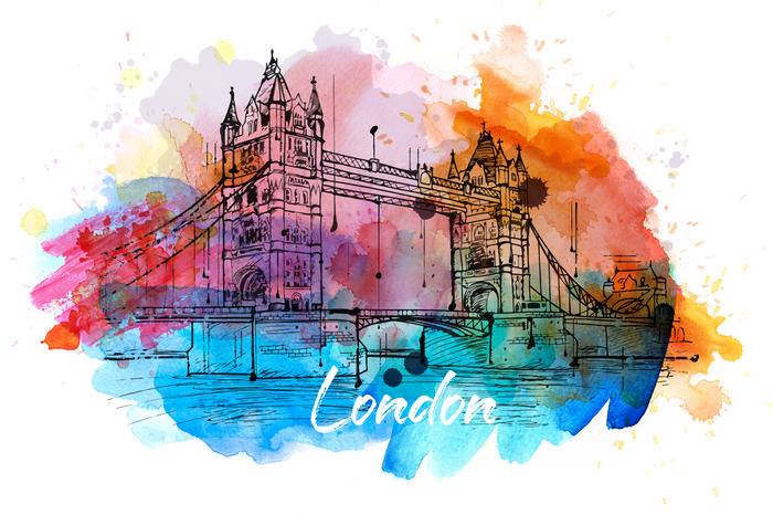 London bridge tegen een achtergrond van kleuren