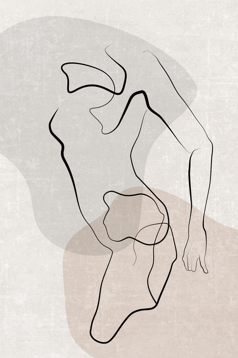 Contoursilhouet op een grijsbeige achtergrond