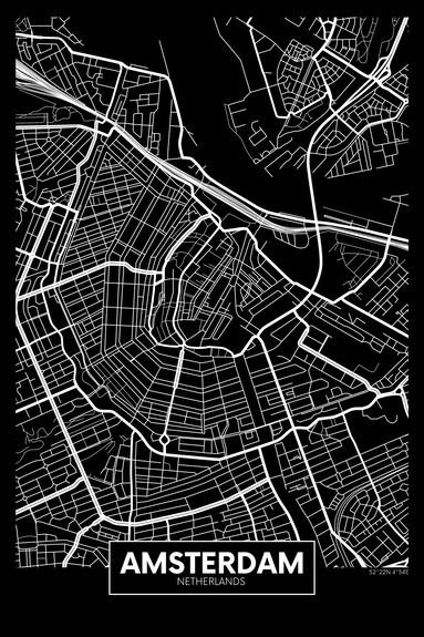 Dark map of amsterdam (1 part) vertical