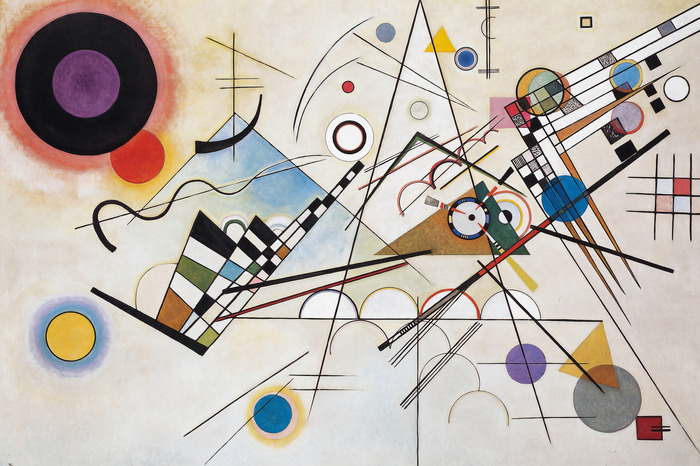 Reproductie van een abstract schilderij van wassily kandinsky