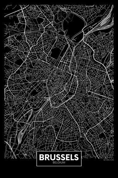 Dark map of brussels (1 part) vertical