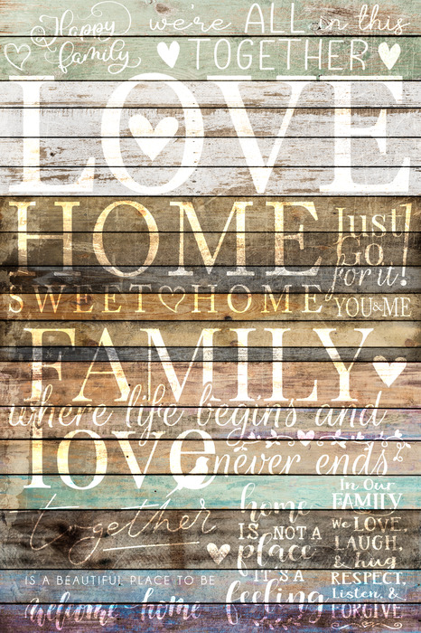 Decoratieve familie-inscriptie op een houten achtergrond