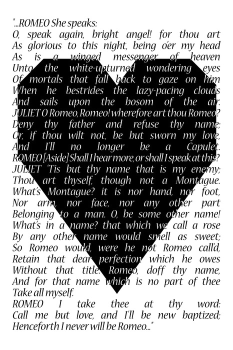 Zwart hart met literair citaat