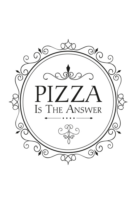 Het opschrift pizza in het ornament