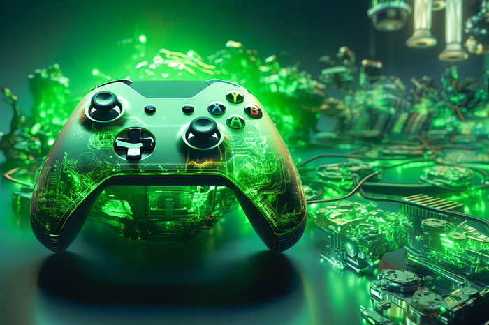 Groen pad in een technologische lichtcompositie