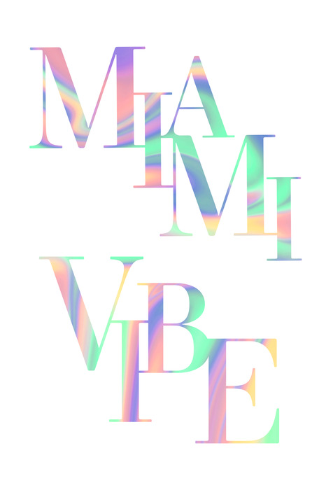 Kleurrijke miami vibe-letters op een witte achtergrond