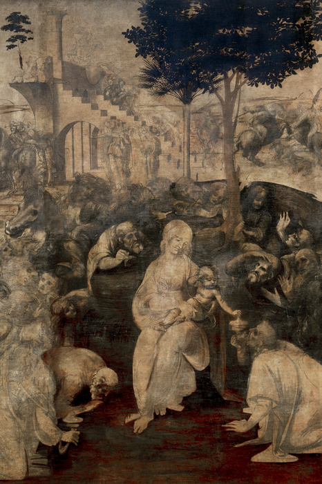 De mysterieuze scène van de aanbidding van de drie koningen