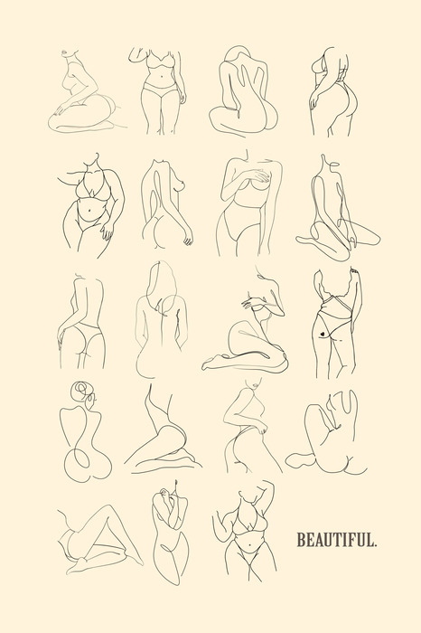 Cartoonsilhouetten van vrouwen in een minimalistische stijl