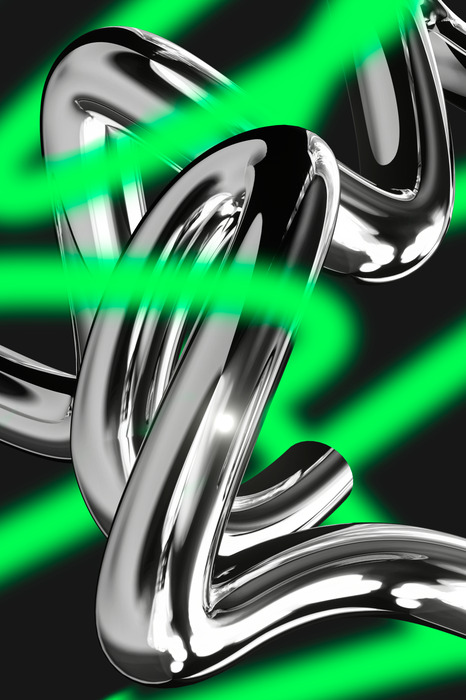 Metalen buizen met groene lichtstrips