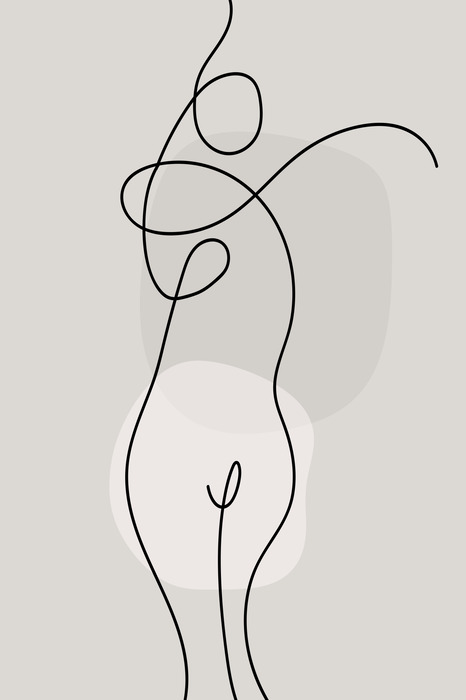 Abstract silhouet van een vrouw getekend met één lijn