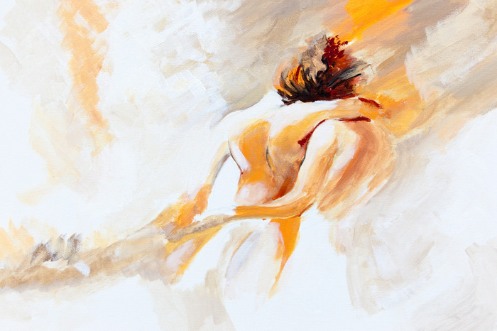 Een man en een vrouw omhelzen elkaar in aquarelkleuren