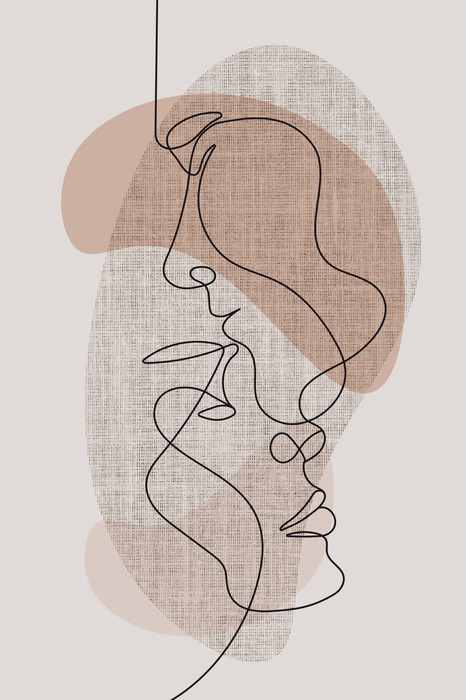 Abstracte gezichten in één omtrek