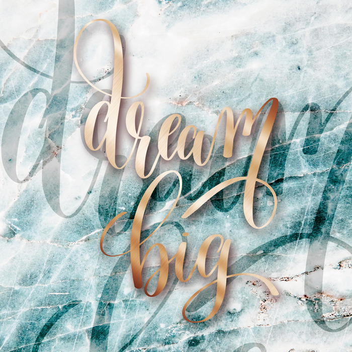 Decoratieve aquarelinscriptie over dromen