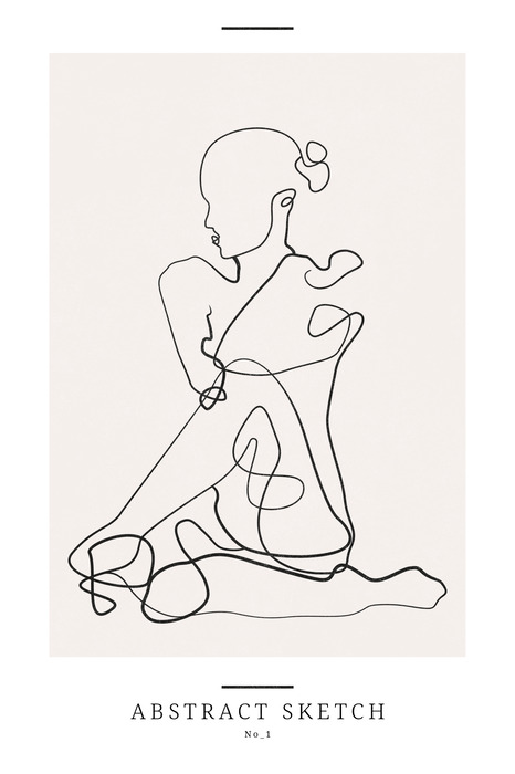 Silhouet van een vrouw in lijntekeningenstijl