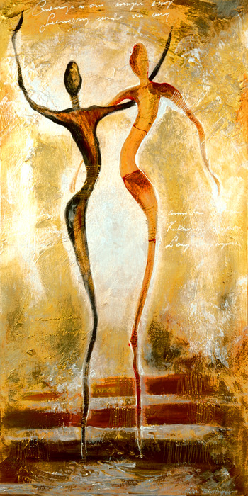 Dansende silhouetten in gouden kleuren