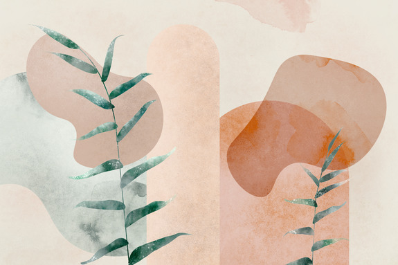 Kleine blaadjes op een abstracte achtergrond