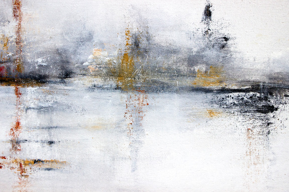 Abstract waterlandschap geschilderd met verf