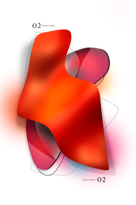 Een vloeiende geometrische compositie in oranje en roze