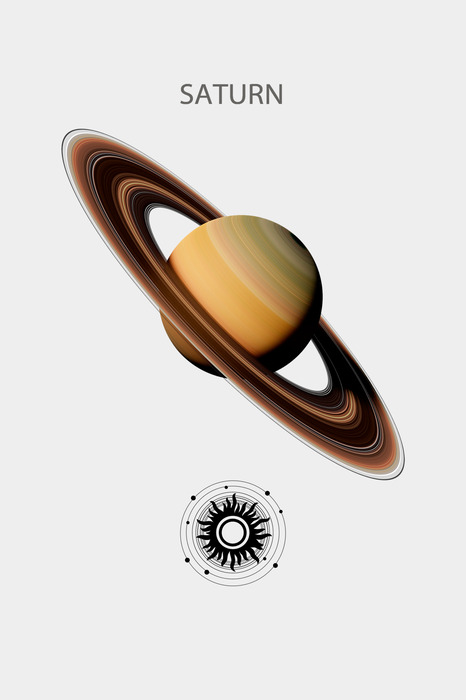 Saturnus met een ring in het zonnestelsel