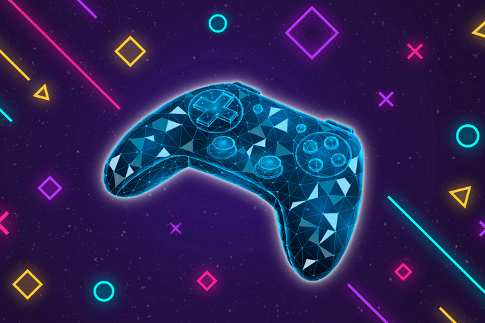 Blauwe gloeiende pad op een paarse achtergrond