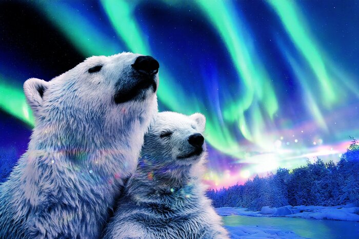 Majestueuze beren onder het noorderlicht