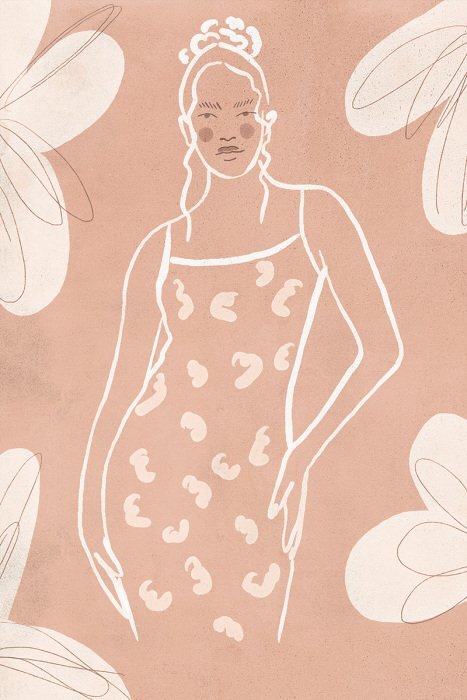 Een subtiel silhouet van een vrouw met een bloemenmotief