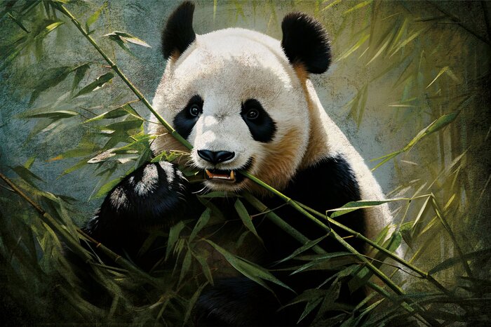 Panda in een groen bamboebos