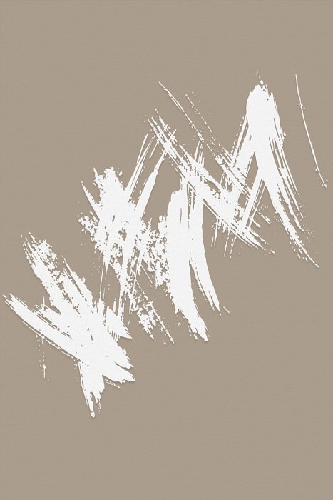 Drie penseelstreken op een bruine achtergrond