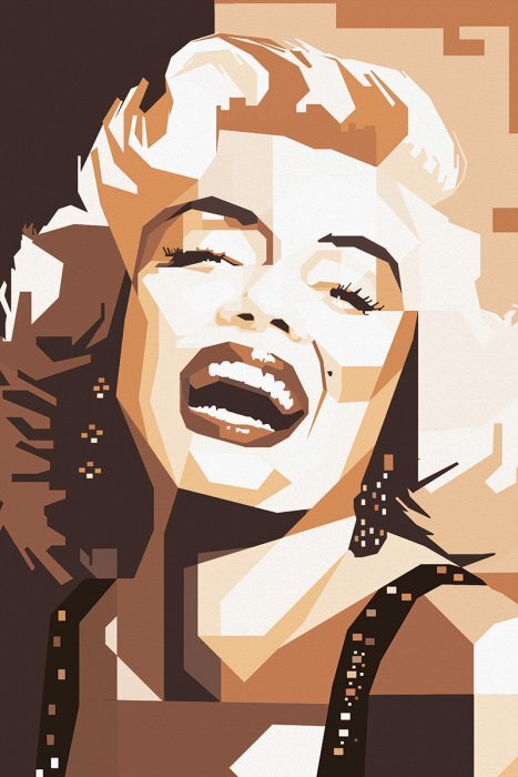 Iconisch portret van marilyn monroe in geometrische stijl